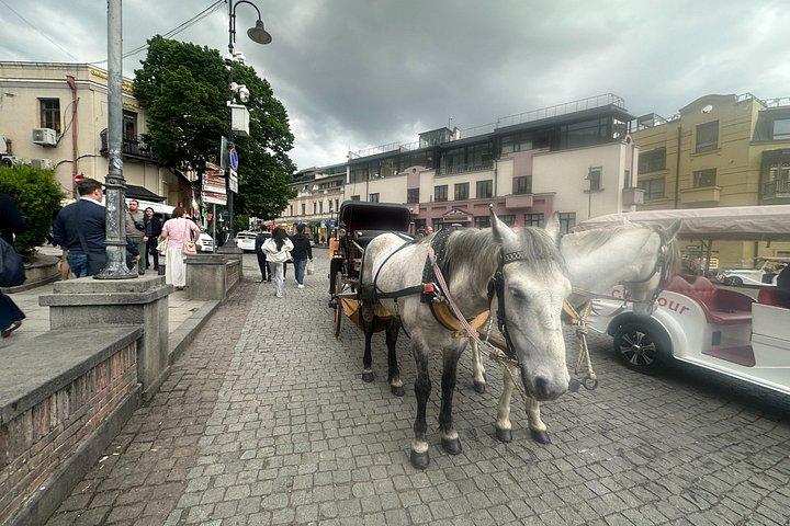 トビリシ : 旧市街で馬車に乗る