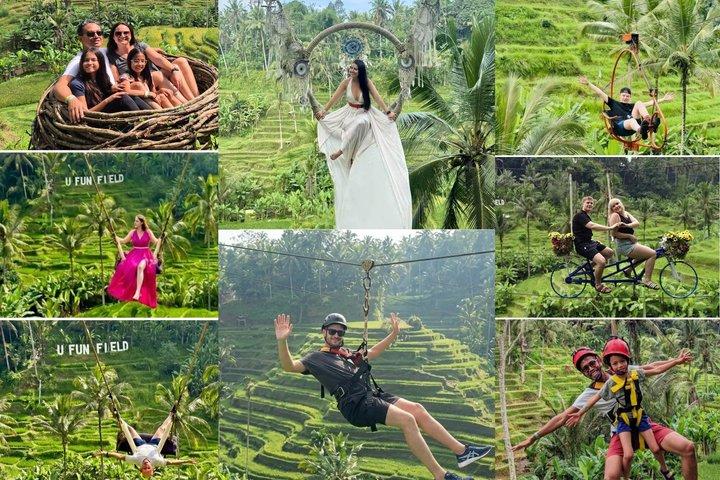 Ubud : Zipline, Bali Swing und Sky Bike auf einer privaten Reisterrasse