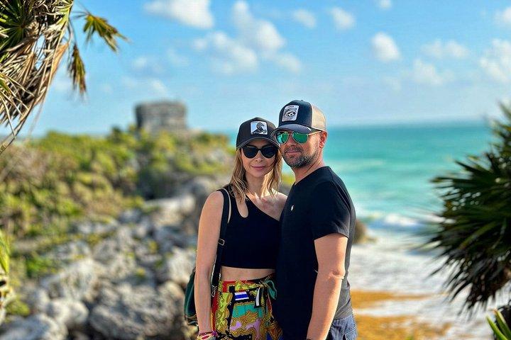 Tour de día completo 4x1 : Tulum, Coba, Cenote y PDC, desde Cancún