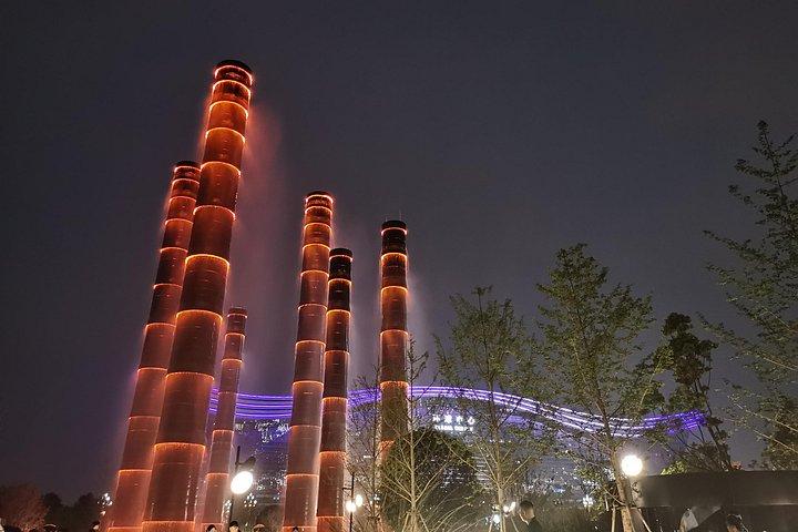 竹の噴水とツインタワーのプライベート成都ナイトツアー
