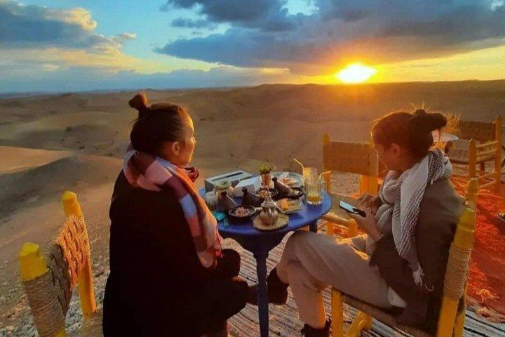 Marrakech Agafay Camel Ride and Dinner Fire Show at sunset