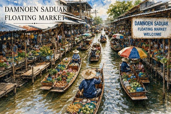 Privat tur til jernbanen og flydende markeder med thailandske desserter