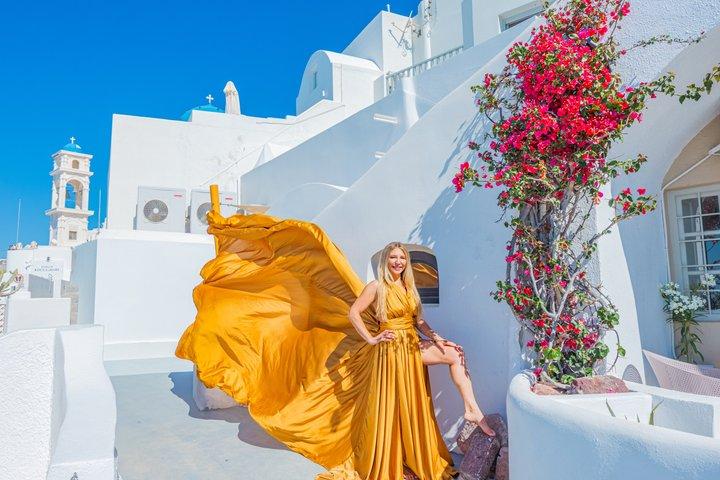 Flying Dress Photoshoot Experience in Santorini