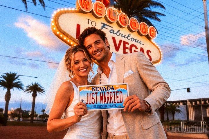 ロマンチックなヴィンテージスタイルでラスベガスサイン結婚式または誓約の更新