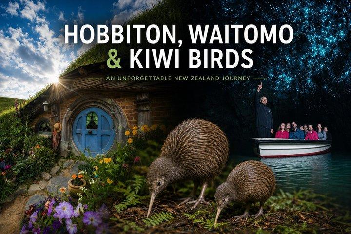 Visite d'une journée à Hobbiton, Waitomo Caves et Kiwi House au départ d'Auckland