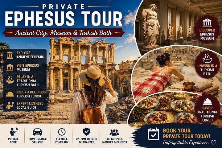 古代都市と博物館、トルコ風呂を巡るプライベートエフェソスツアー