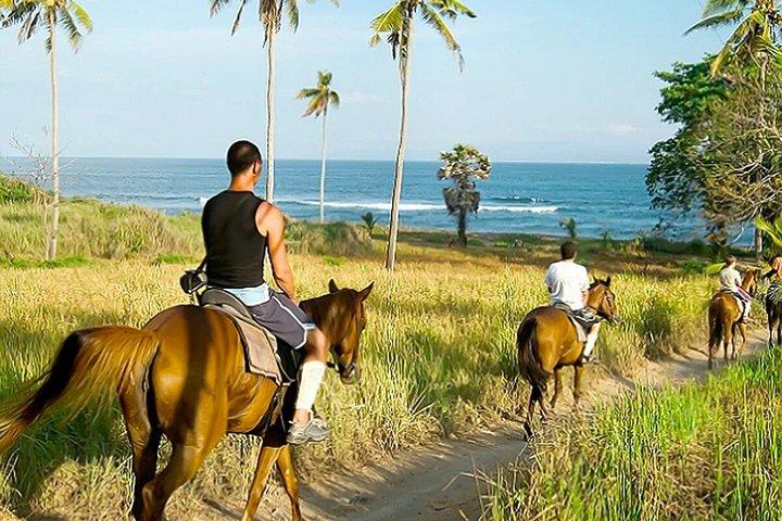 バリ島のブラックサンドビーチ乗馬アドベンチャー