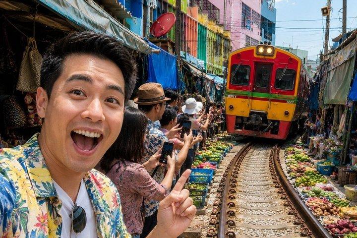 Excursión al mercado flotante de Damnoen Saduak y al mercado ferroviario desde Bangkok