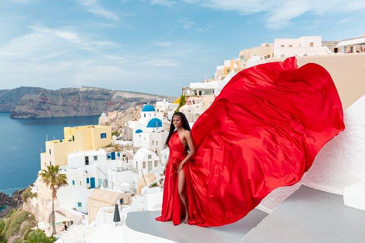 Santorini Flying Dresses Photoshoot