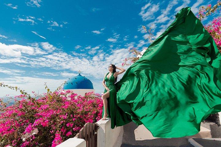 Santorini Flying Dresses Photoshoot