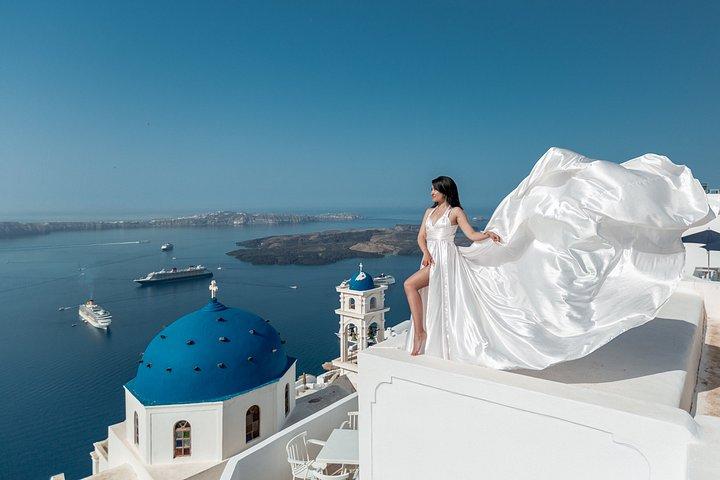 Santorini Flying Dresses Photoshoot
