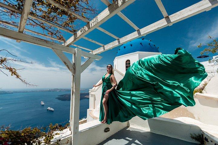Santorini Flying Dresses Photoshoot