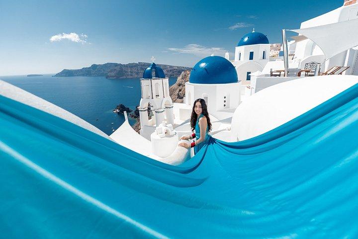 Santorini Flying Dresses Photoshoot