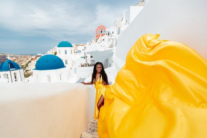 Santorini Flying Dresses Photoshoot