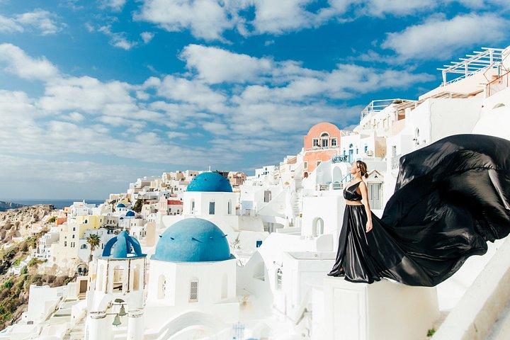 Santorini Flying Dresses Photoshoot