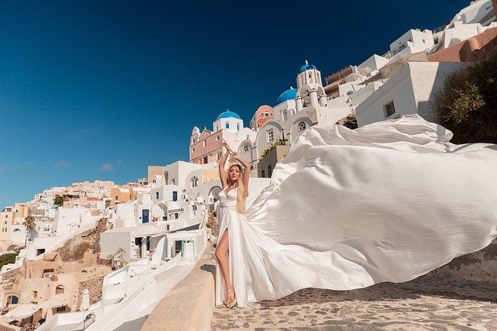 Santorini Flying Dresses Photoshoot