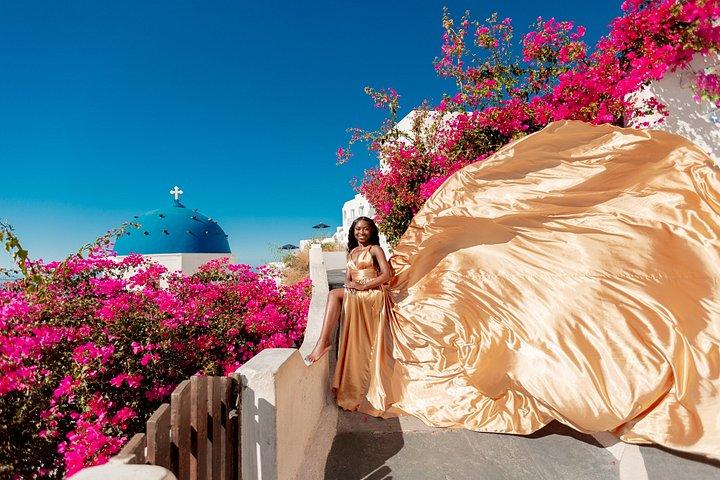 Santorini Flying Dresses Photoshoot