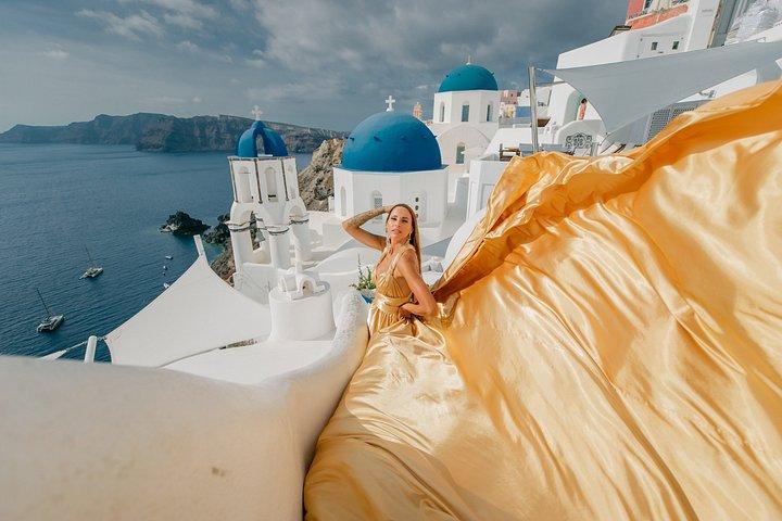 Santorini Flying Dresses Photoshoot