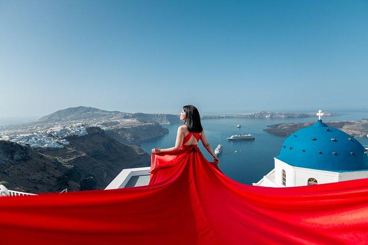 Santorini Flying Dresses Photoshoot