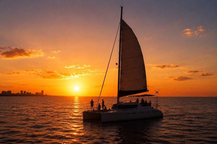 Private Sunset Catamaran Cancun 3 Hour Sail with Open Bar