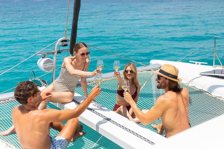 Luxury Athens Catamaran Cruise with Greek Meal & Drinks