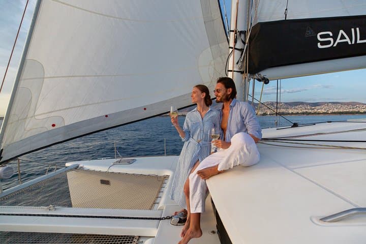 Athens Private Catamaran Cruise, Greek Cuisine & Hotel Transfers