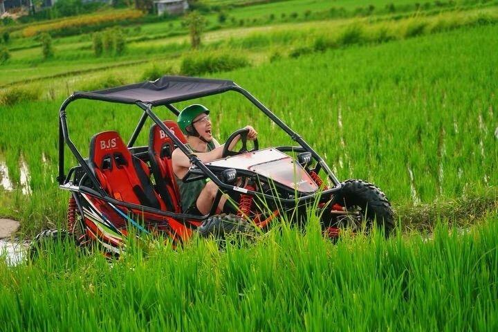 Bali : Ubud Buggy Adventure Dragon Cave, vandfald, risfelt, mud