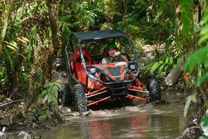 Bali : Ubud Buggy Adventure Dragon Cave, vandfald, risfelt, mud