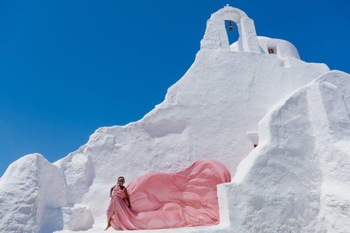 Mykonos flyvende kjole fotoshoot