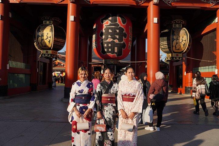 東京 : 浅草ガイド付き豪華着物＆屋台料理散策ツアー
