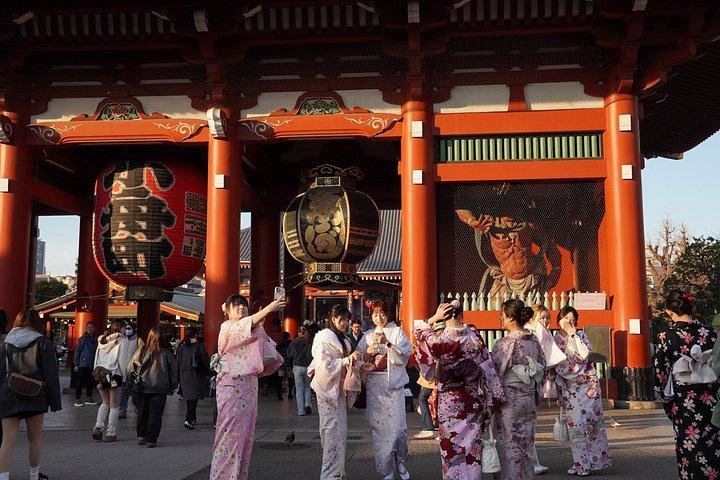 東京 : 浅草ガイド付き豪華着物＆屋台料理散策ツアー