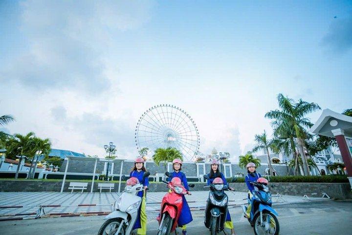 Tour gastronómico Da Nang Sunset Crucero en moto y río Han por Lady Rider
