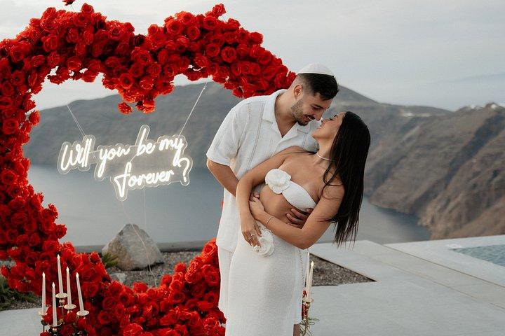 Santorini Romantic Sunset Proposal with caldera view