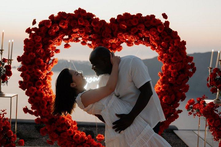 Santorini Romantic Sunset Proposal with caldera view