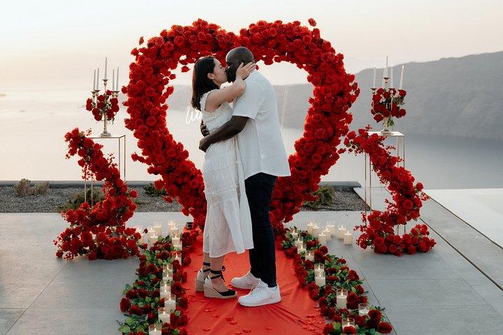 Santorini Romantic Sunset Proposal with caldera view