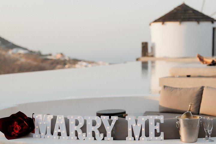Santorini Romantic Sunset Proposal with caldera view
