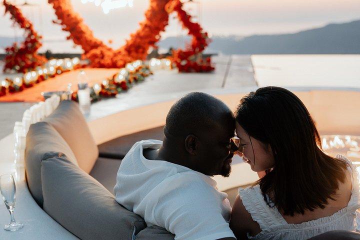 Santorini Romantic Sunset Proposal with caldera view