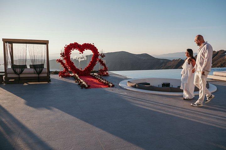 Santorini Romantic Sunset Proposal with caldera view
