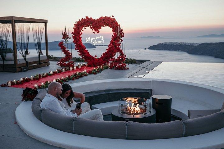 Santorini Romantic Sunset Proposal with caldera view