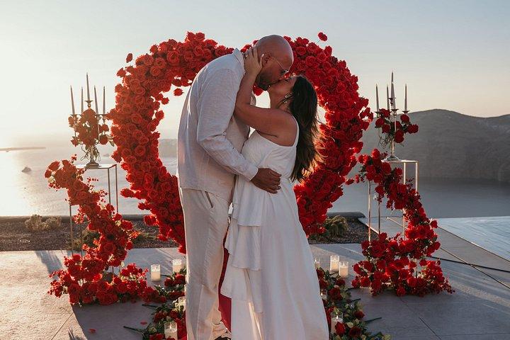 Santorini Romantic Sunset Proposal with caldera view