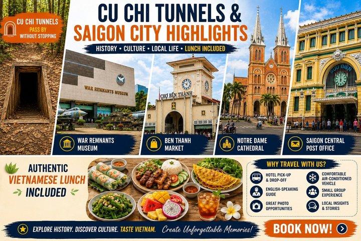 Tour privado/en grupo por los túneles de Ho Chi Minh Cu Chi y Saigón