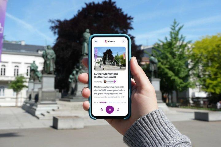 Lutherstand met audio en quiz bij Worms Self-Guided Tour