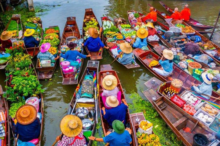 Bangkok: Schwimmender Markt und Zugmarkt mit Bootsfahrt