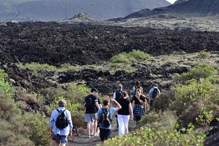 少人数グループでの火山自然公園でのトレッキング