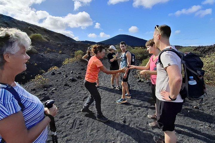 少人数グループでの火山自然公園でのトレッキング