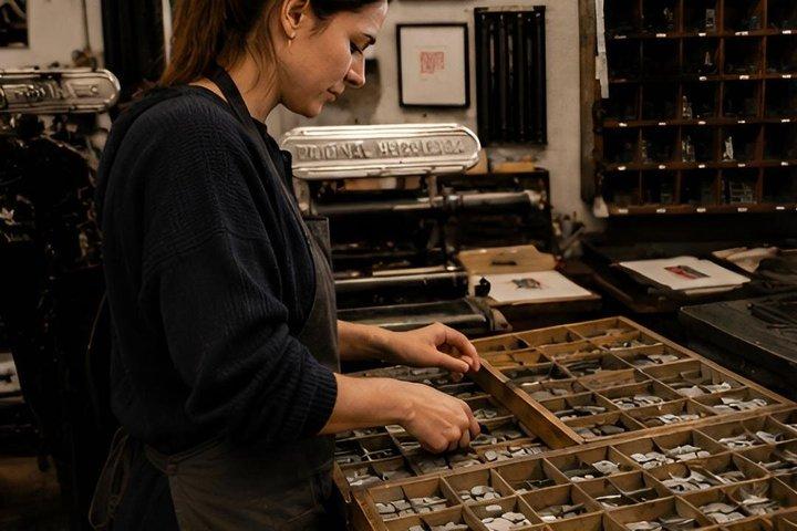 Print Workshop i Venedig med træ typografi