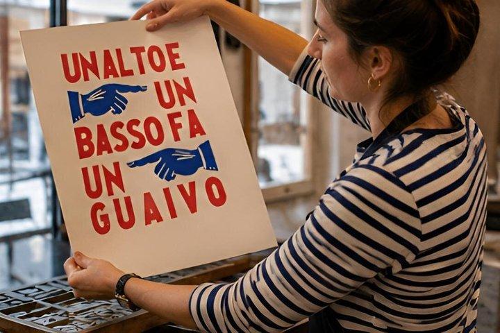 Print Workshop i Venedig med træ typografi