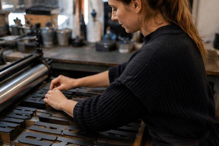 Print Workshop i Venedig med træ typografi