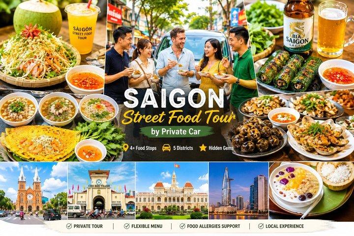 Saigon Street Food Tour en coche privado