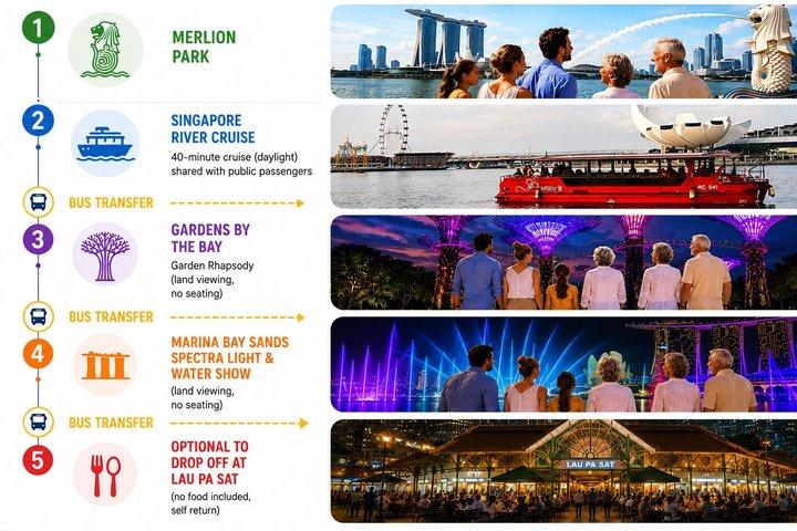 Singapur Flusskreuzfahrt und 2 Wasserlichtshows